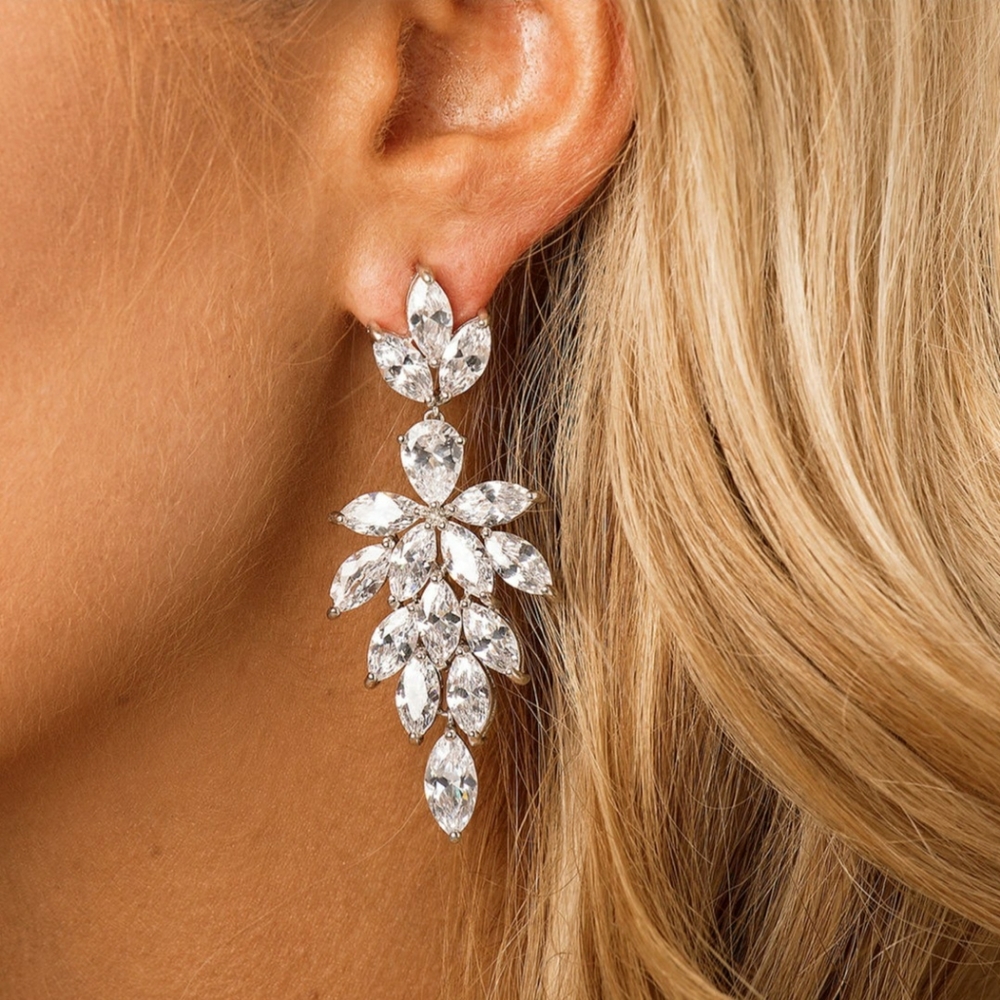 Bride Bridesmaid Marquise Wedding Dangle Earrings